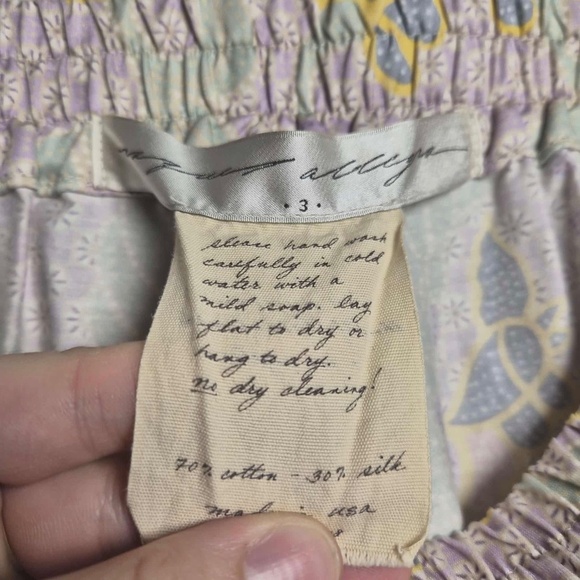 Raquel Allegra Geometric Floral Lavendar Cotton Silk Blend Lounging Trousers L - Picture 3 of 5